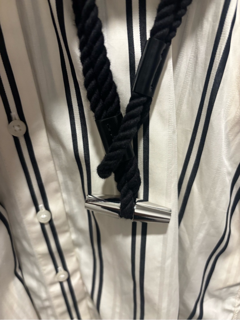 Lauren Ralph Lauren White and Black Striped Midi Shirt Dress - Picture 5 of 8